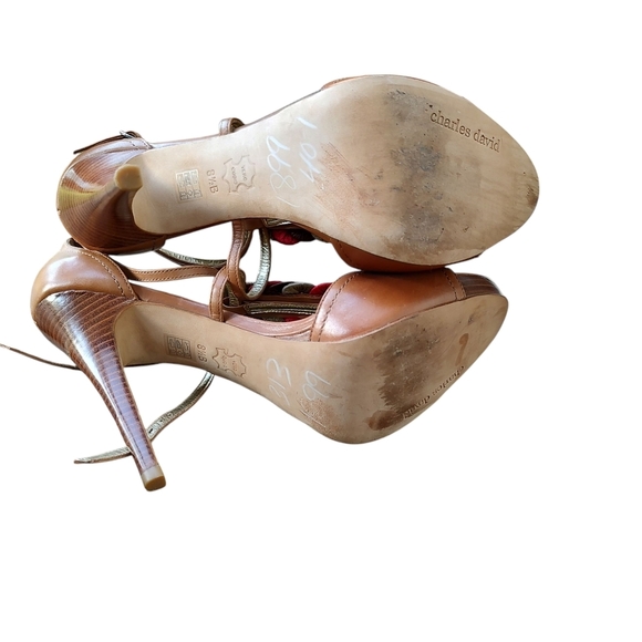 Charles David Leather Heels with T-Strap Design - Picture 4 of 4